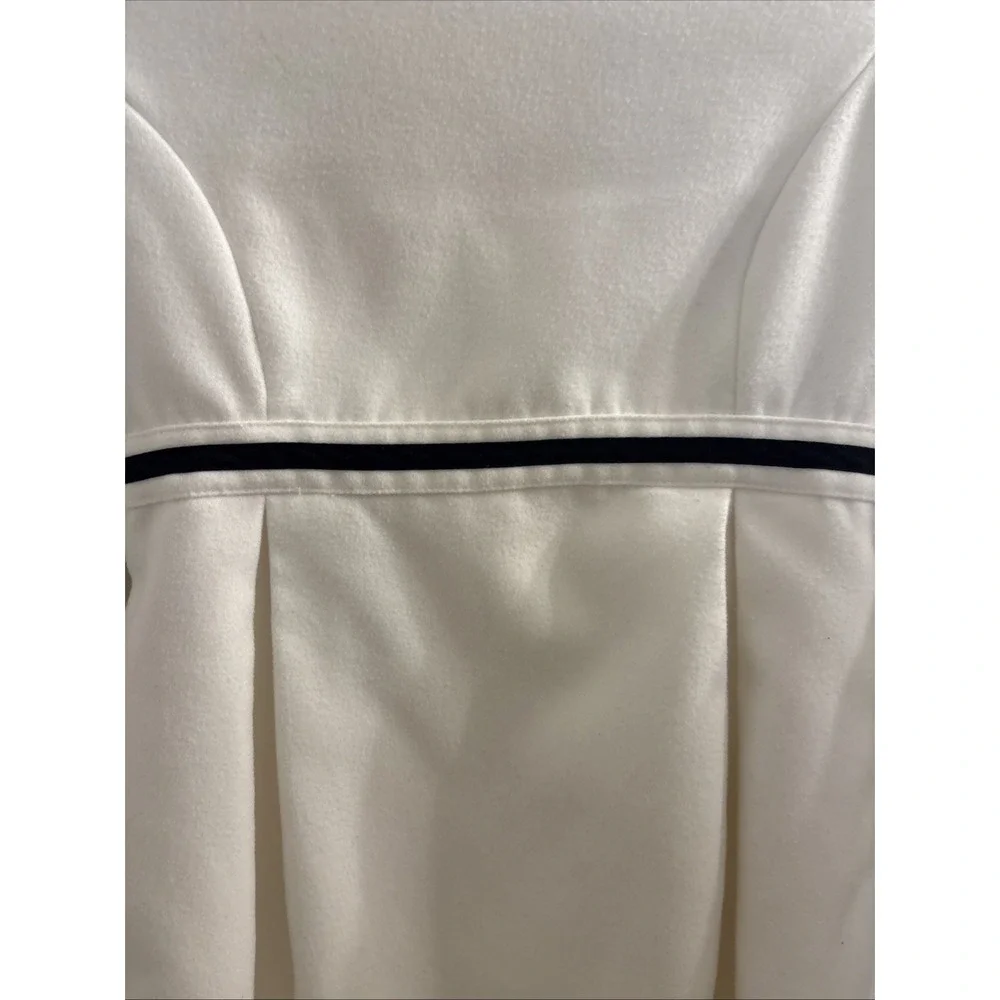 Vtg Gymboree 2013  Girl's Long Sleeve Bow Buttons Ivory Black Long Coat L 10-12